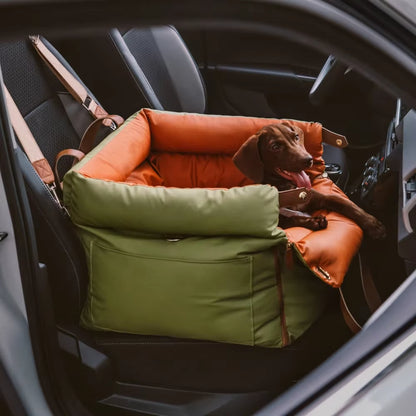 Luxury Faux Leather Pet Booster Car Seat for Dogs and Cats - Comfortable Travel Bed with Enhanced Safety Features