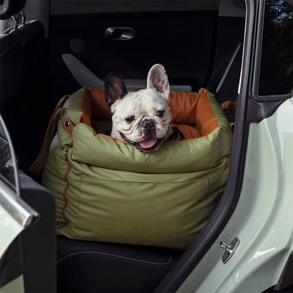 Luxury Faux Leather Pet Booster Car Seat for Dogs and Cats - Comfortable Travel Bed with Enhanced Safety Features