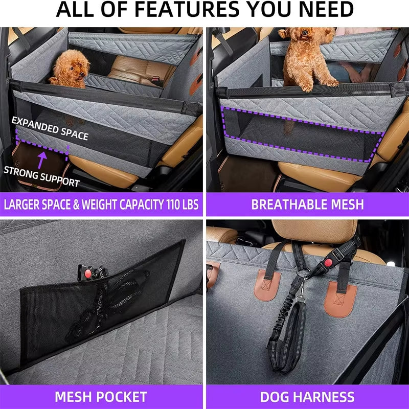 Premium Waterproof Dog Car Seat Extender - Safe and Comfortable Hammock for Small to Large Dogs with Mesh Pocket